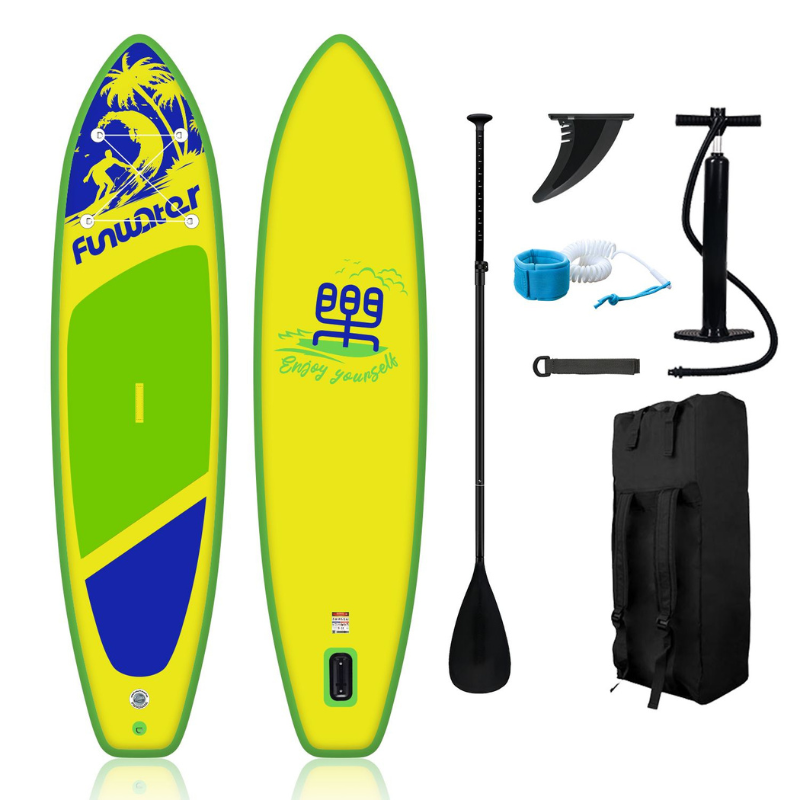 lime yellow inflatable paddle board