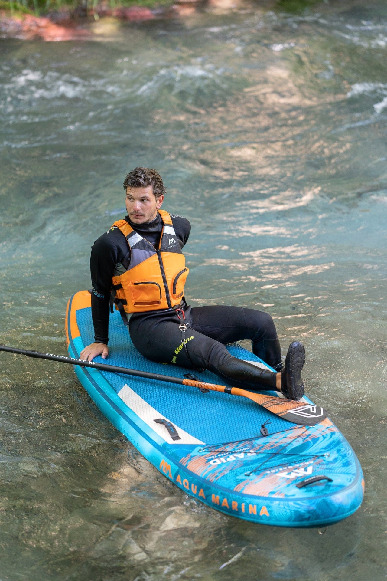 Aqua Marina 9\'6″ Inflatable 2022 Wave Board White Good SUP Water Paddle RAPID 