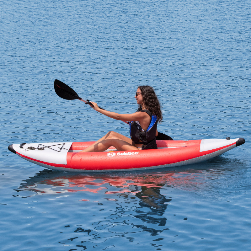 Solstice Inflatable Kayak For All Skill Levels (Heavy Duty Construction) |  For Recreation & Performance | With Adjustable Padded Seats and Kayak